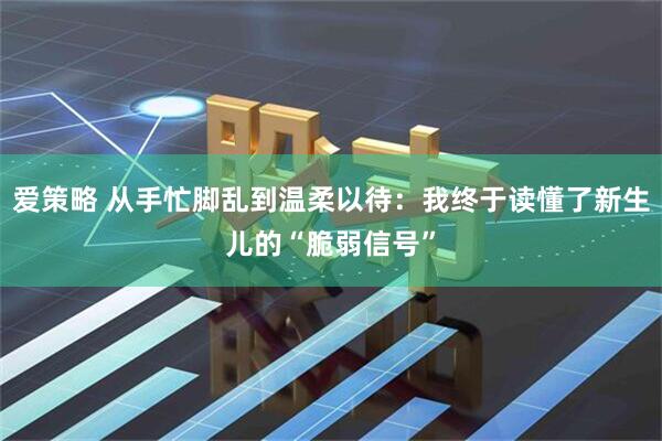 爱策略 从手忙脚乱到温柔以待：我终于读懂了新生儿的“脆弱信号”